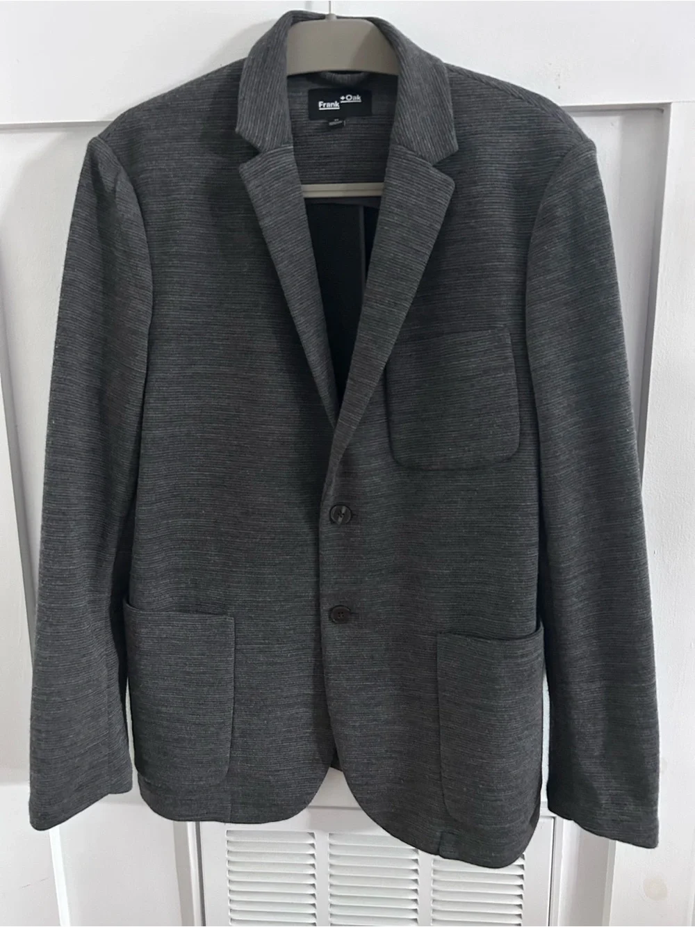 Frank + Oak Men’s 40 Charcoal Gray Wool Blend Textured Knit Blazer